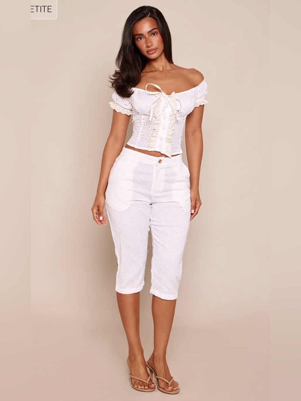 PETITE BRODERIE BUTTON UP CAP SLEEVE
RUCHED CAMI TOP & CAPRI CO-ORD